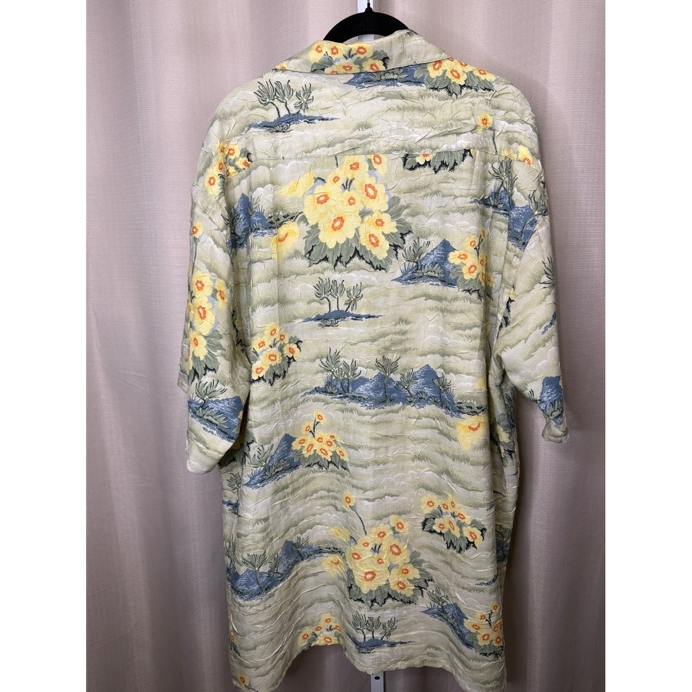 Joe Marlin Mens XL Tropical Floral Crinkle Short Sleeve Button Down Camp Shirt - Picture 5 of 6